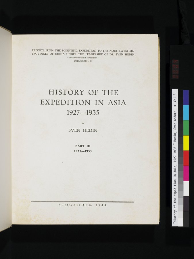 History of the expedition in Asia, 1927-1935 : vol.3 / 7 ページ（カラー画像）