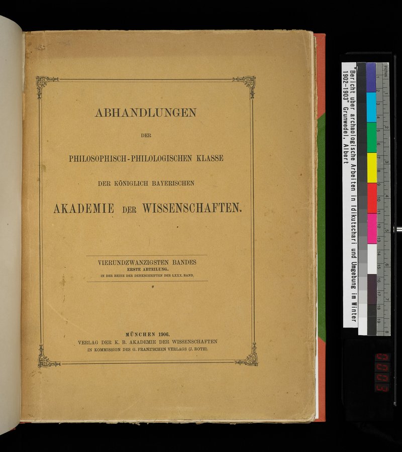 Bericht über archäologische Arbeiten in Idikutschari und Umgebung im Winter 1902-1903 : vol.1 / Page 5 (Color Image)