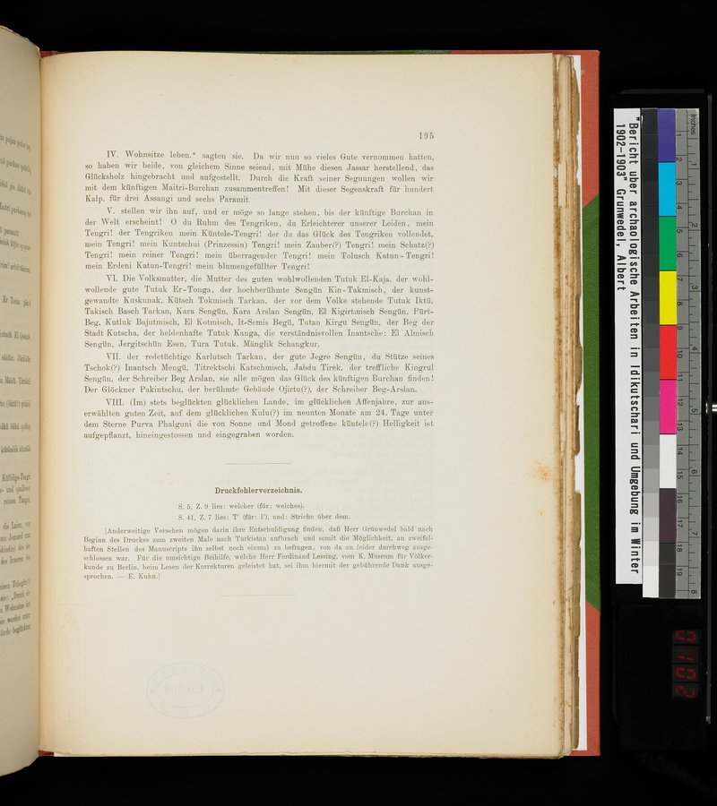 Bericht über archäologische Arbeiten in Idikutschari und Umgebung im Winter 1902-1903 : vol.1 / Page 205 (Color Image)