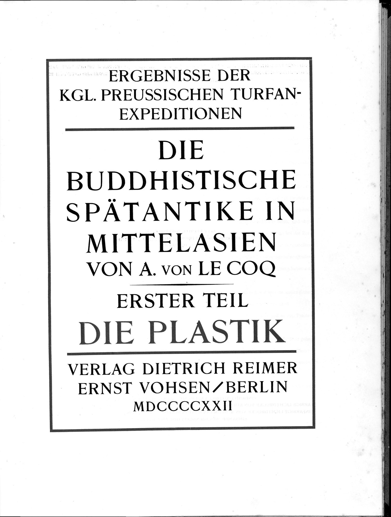 Die Buddhistische Spätantike in Mittelasien : vol.1 / 7 ページ（白黒高解像度画像）