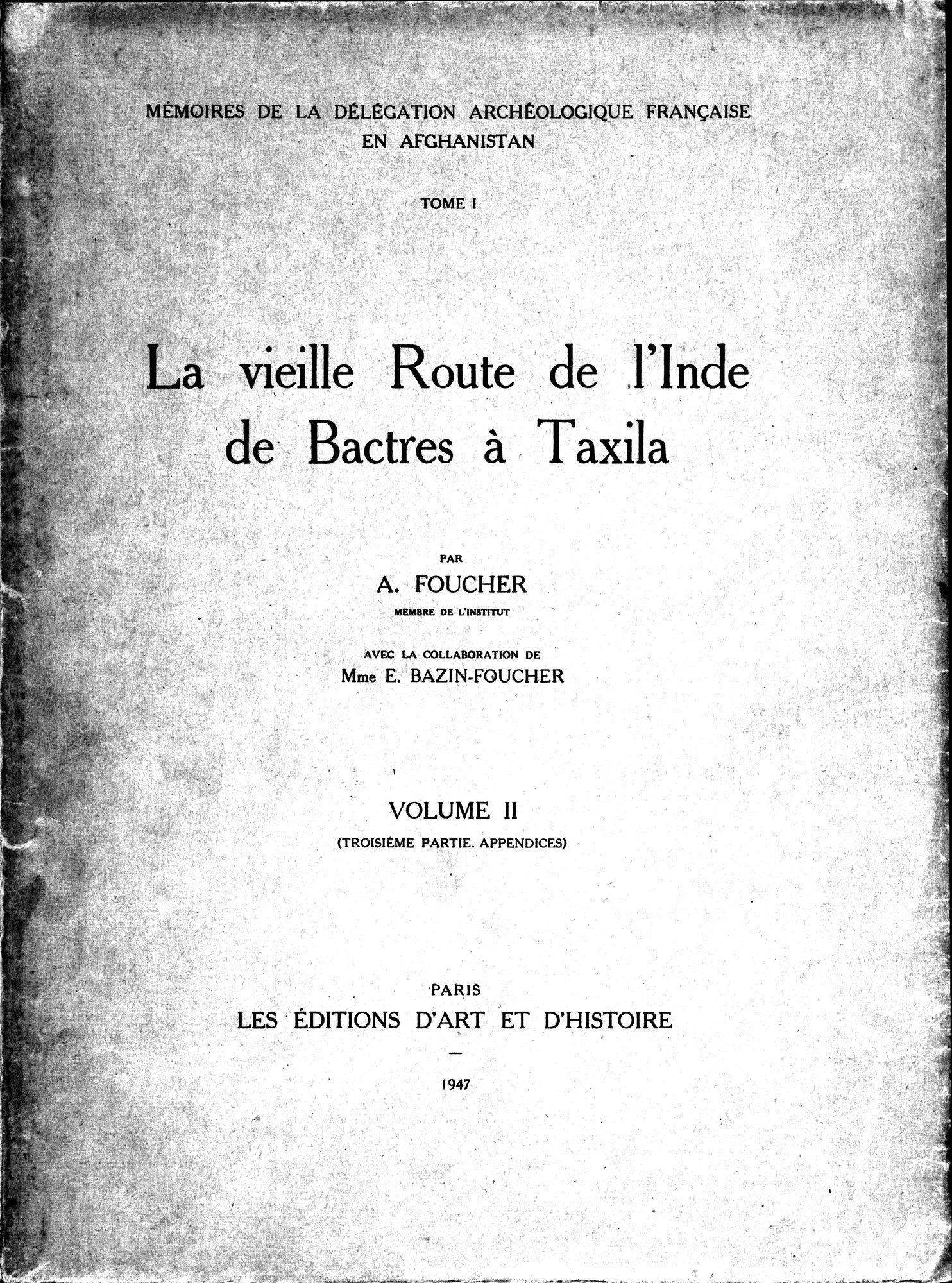 La Vieille Route de l'Inde de Bactres à Taxila : vol.2 / 1 ページ（白黒高解像度画像）