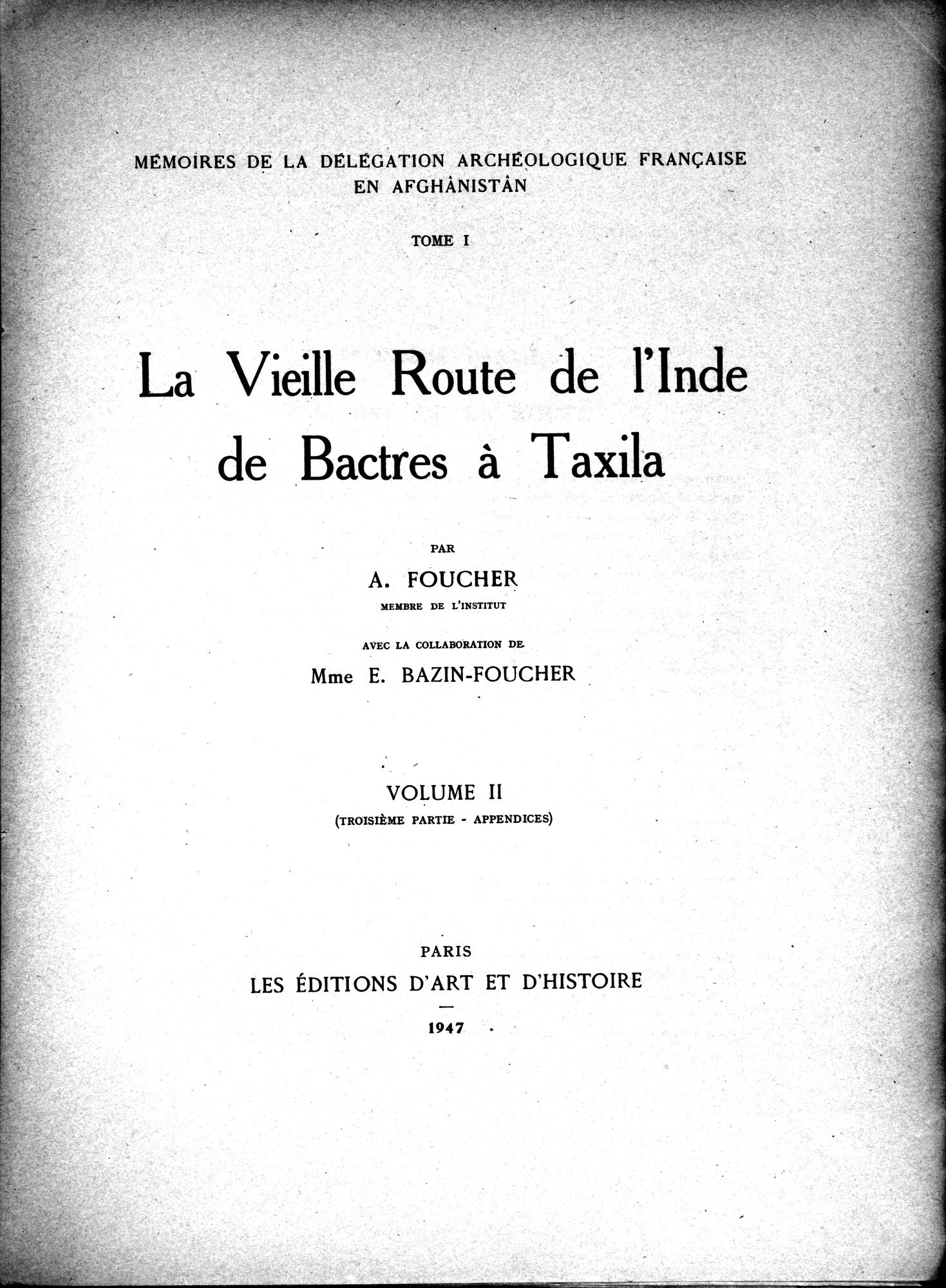 La Vieille Route de l'Inde de Bactres à Taxila : vol.2 / 7 ページ（白黒高解像度画像）