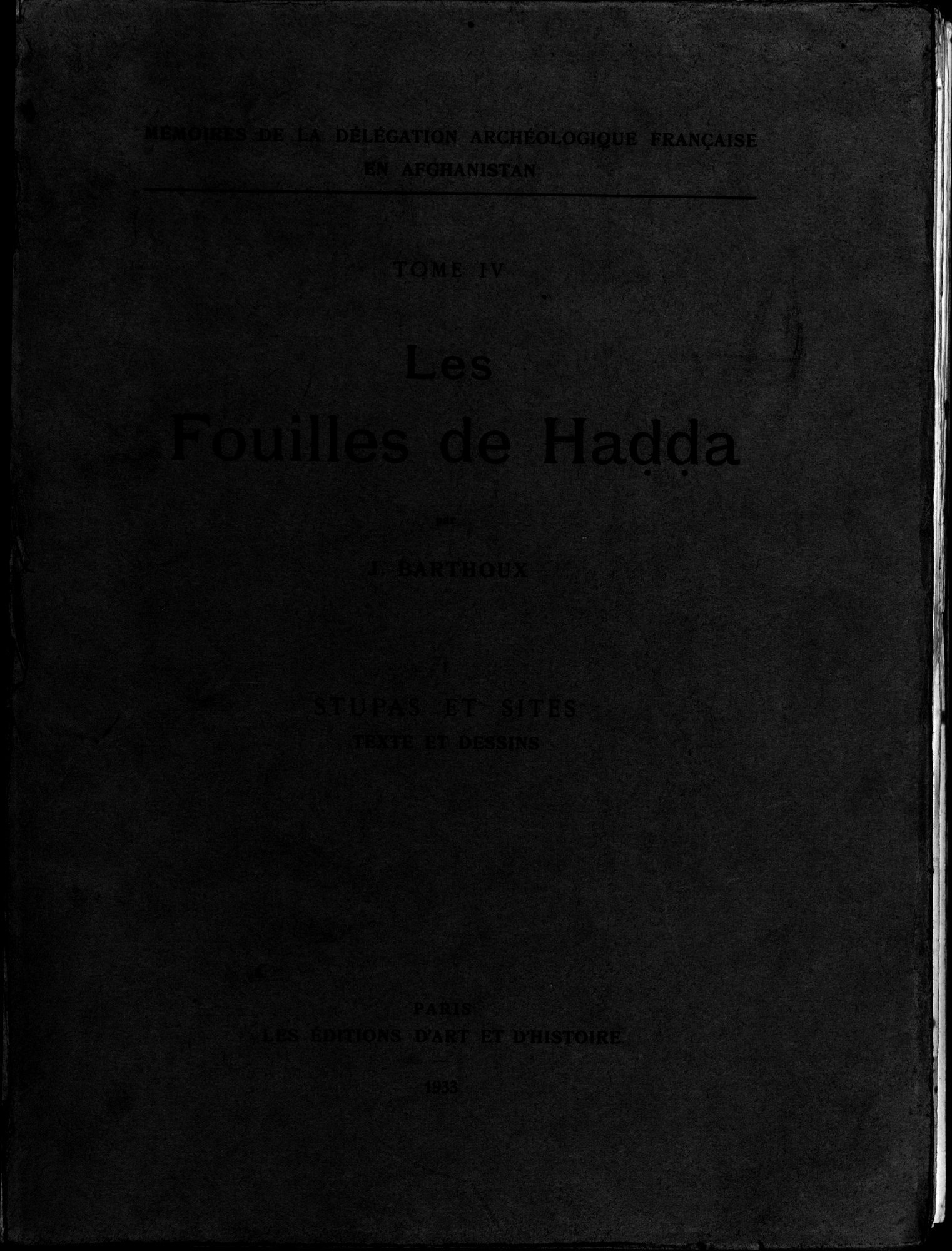 Les Fouilles de Haḍḍa I : vol.1 / Page 1 (Grayscale High Resolution Image)