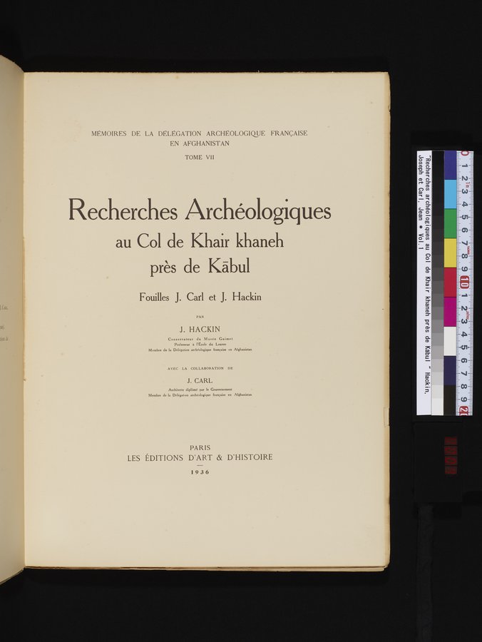 Recherches Archéologiques au Col de Khair khaneh près de Kābul : vol.1 / 7 ページ（カラー画像）