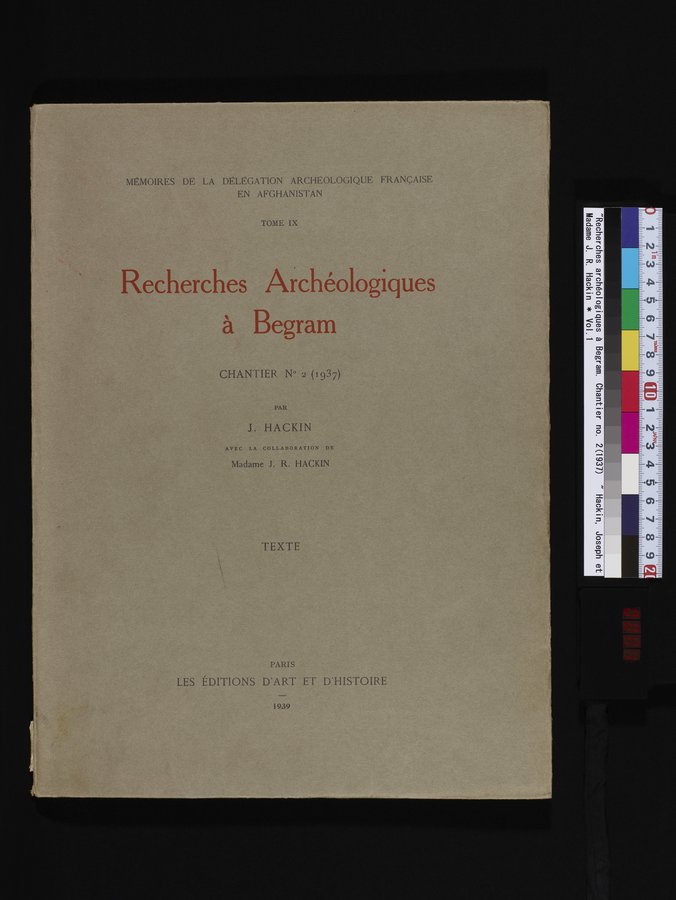 Recherches Archéologiques à Begram : vol.1 / Page 1 (Color Image)