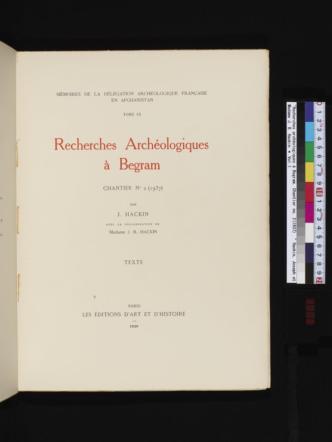 Recherches Archéologiques à Begram : vol.1 / 5 ページ（カラー画像）