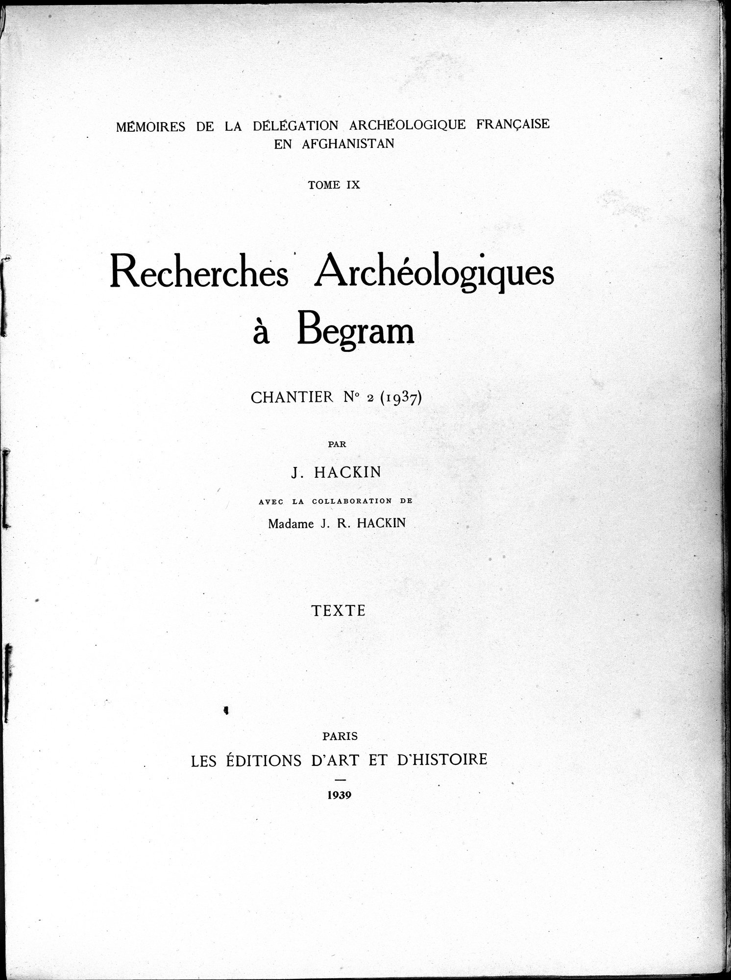 Recherches Archéologiques à Begram : vol.1 / 5 ページ（白黒高解像度画像）