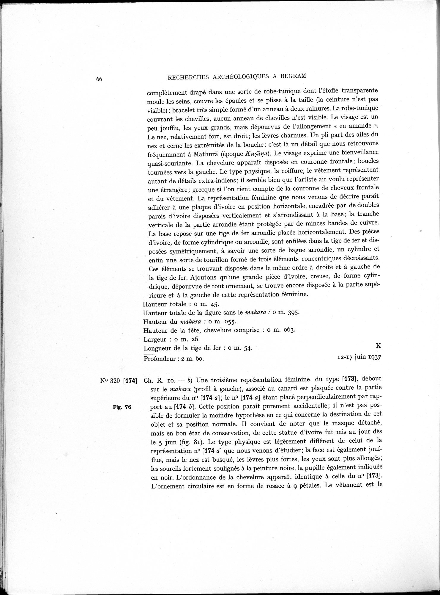Recherches Archéologiques à Begram : vol.1 / 74 ページ（白黒高解像度画像）