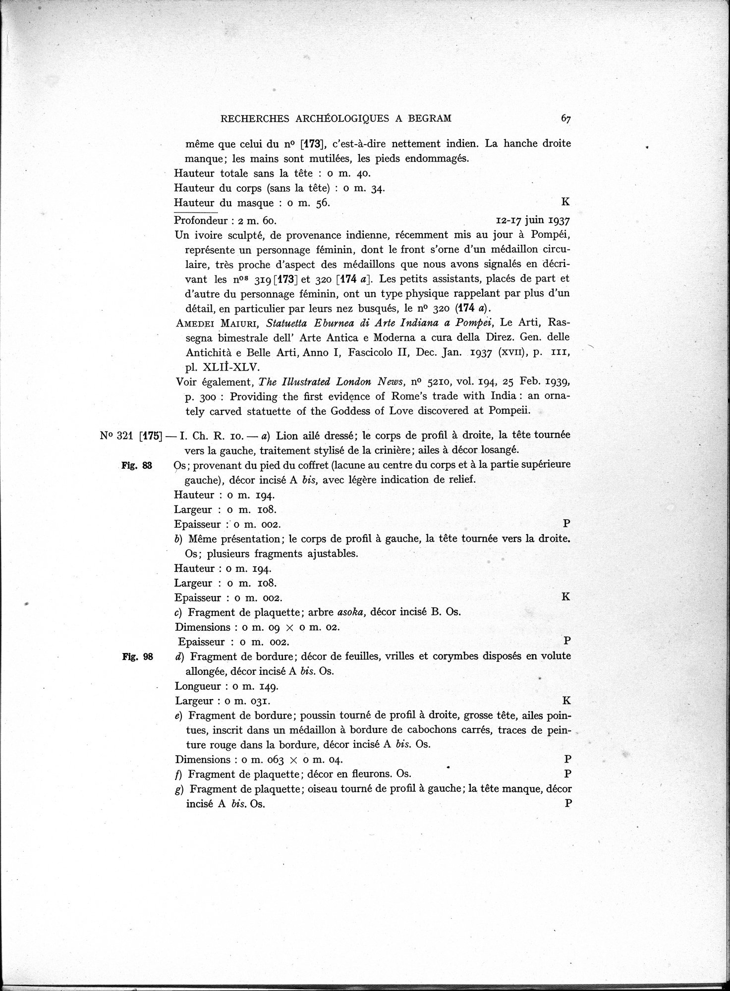 Recherches Archéologiques à Begram : vol.1 / 75 ページ（白黒高解像度画像）