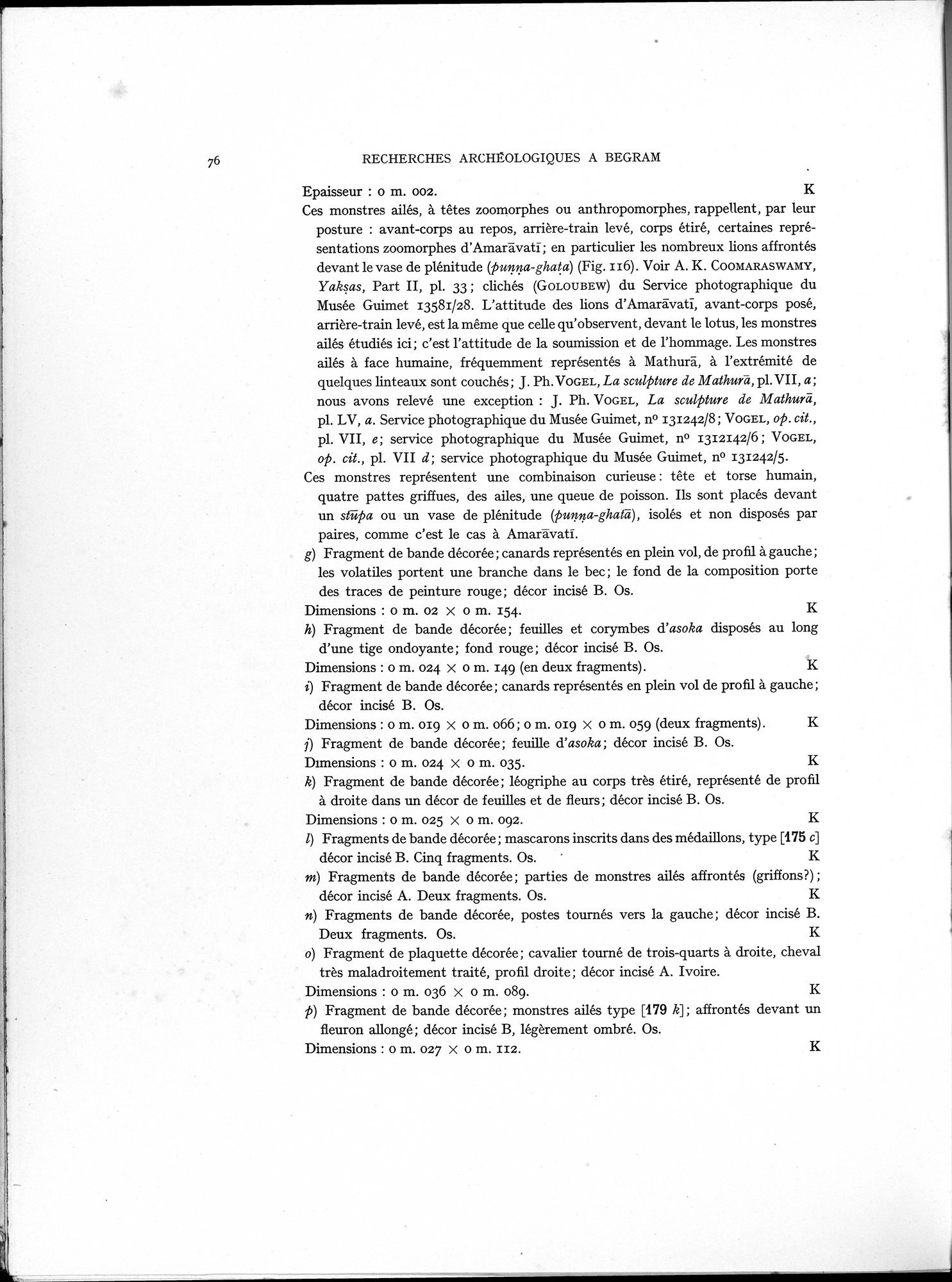 Recherches Archéologiques à Begram : vol.1 / 84 ページ（白黒高解像度画像）