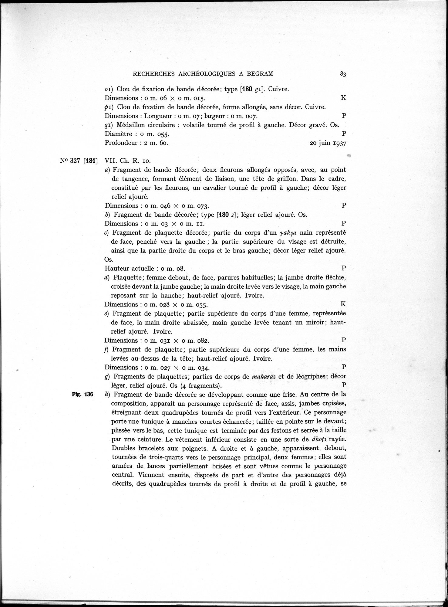 Recherches Archéologiques à Begram : vol.1 / 91 ページ（白黒高解像度画像）