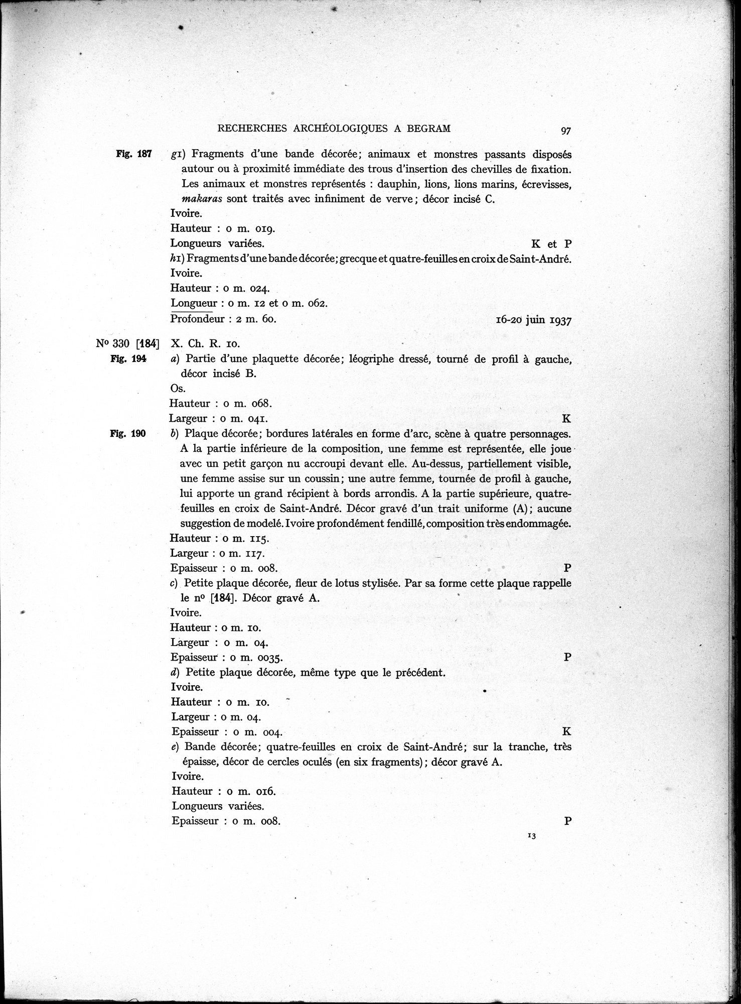 Recherches Archéologiques à Begram : vol.1 / 105 ページ（白黒高解像度画像）