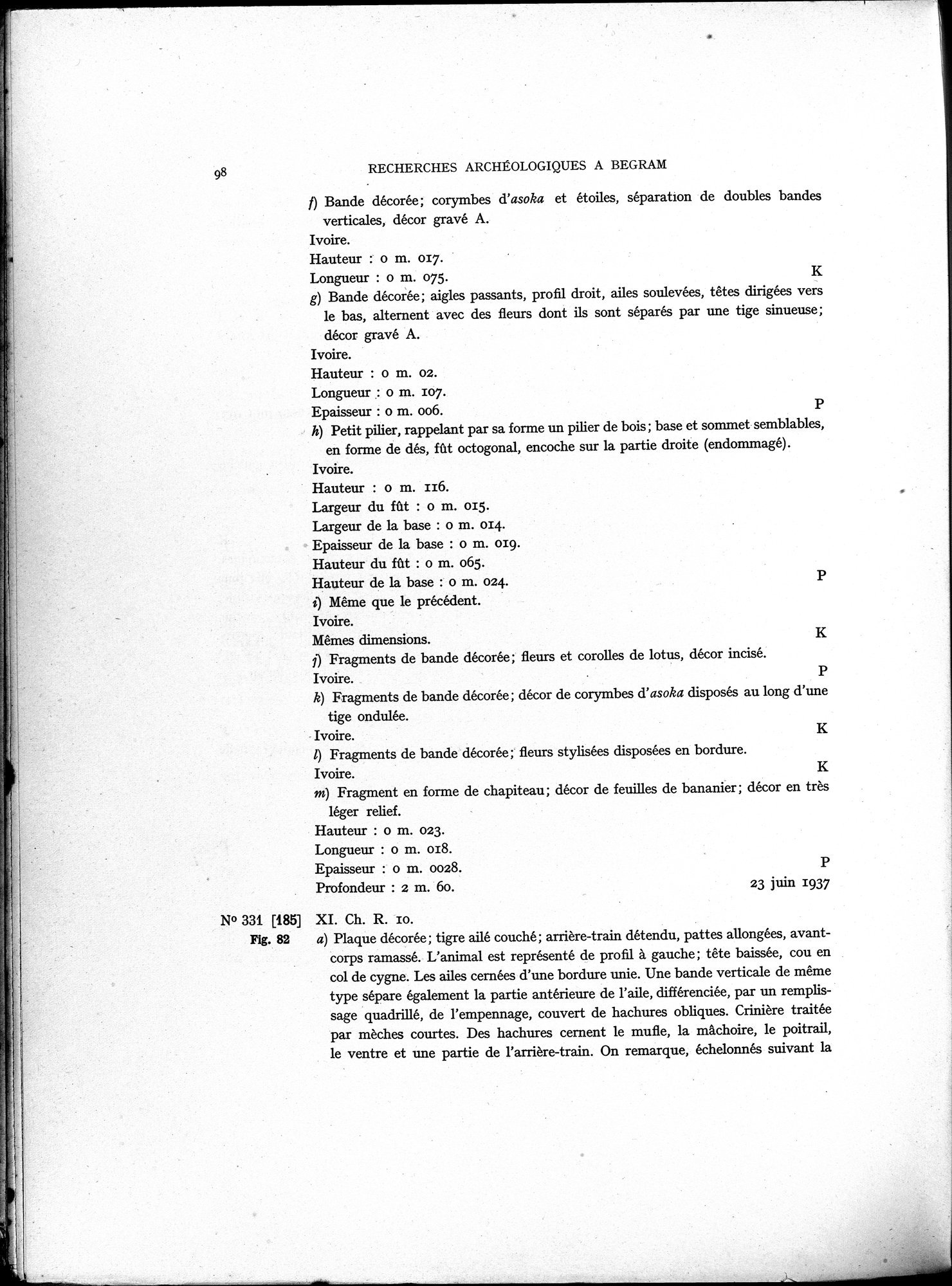 Recherches Archéologiques à Begram : vol.1 / 106 ページ（白黒高解像度画像）