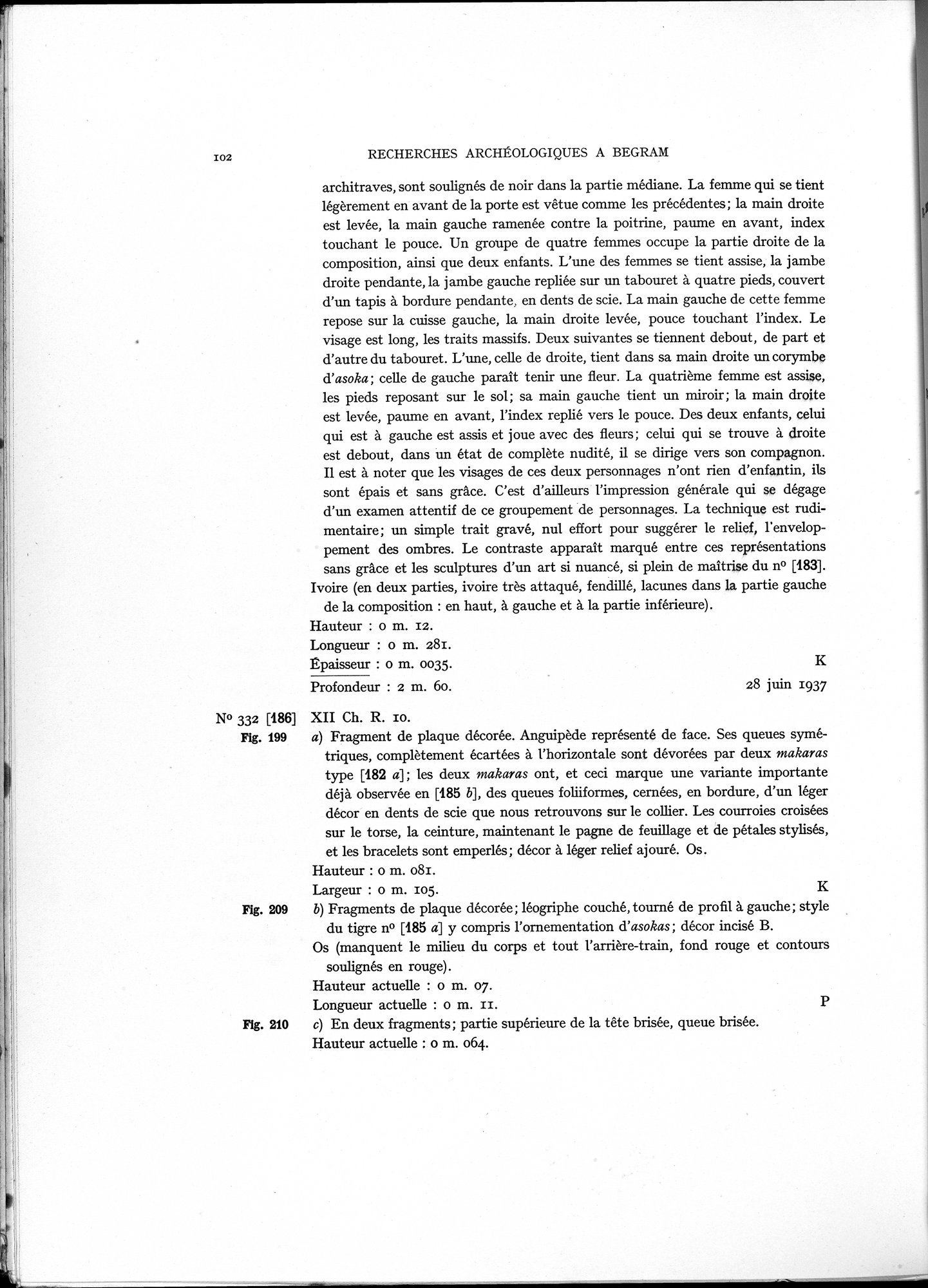 Recherches Archéologiques à Begram : vol.1 / 110 ページ（白黒高解像度画像）