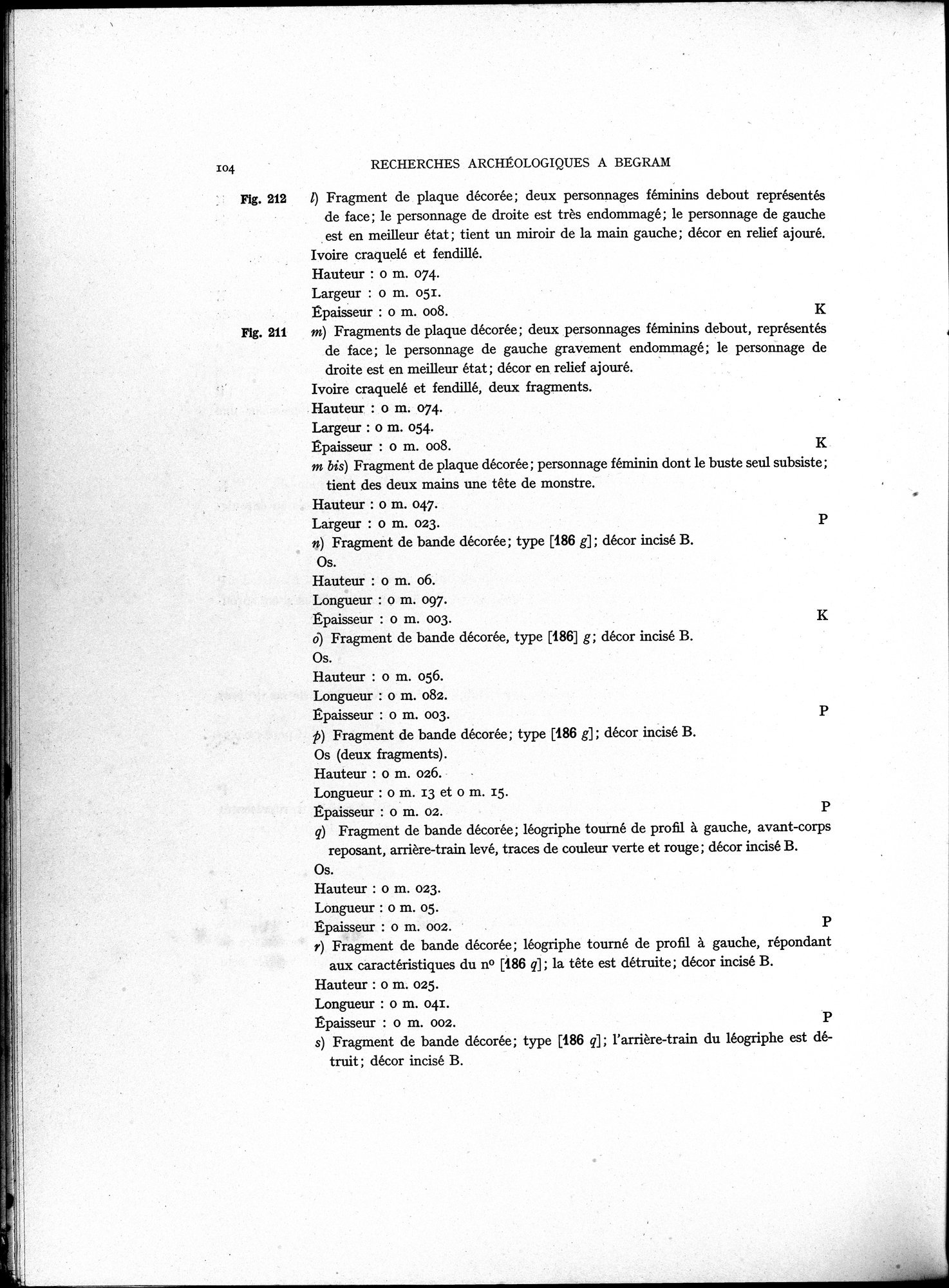 Recherches Archéologiques à Begram : vol.1 / 112 ページ（白黒高解像度画像）