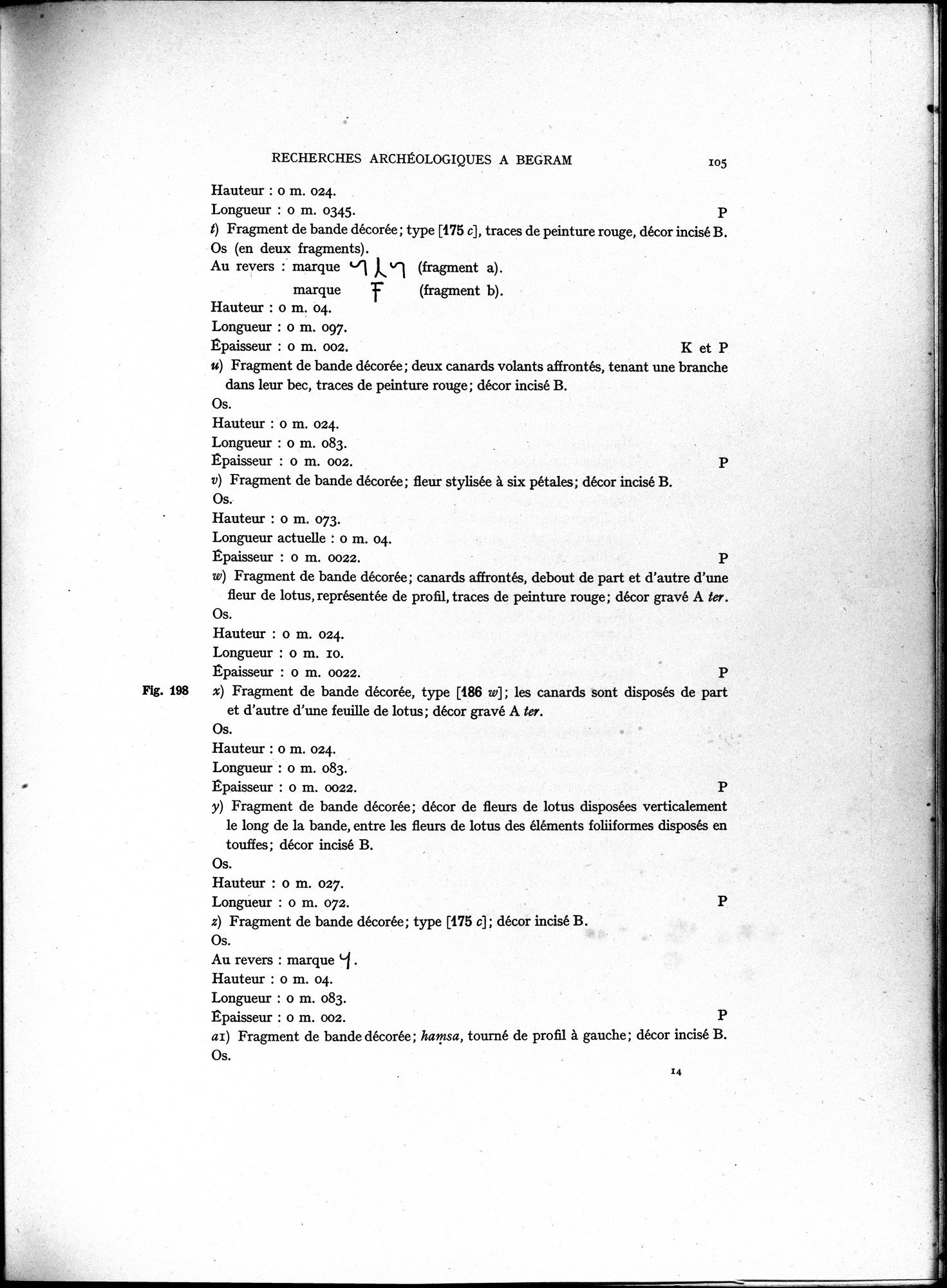 Recherches Archéologiques à Begram : vol.1 / 113 ページ（白黒高解像度画像）