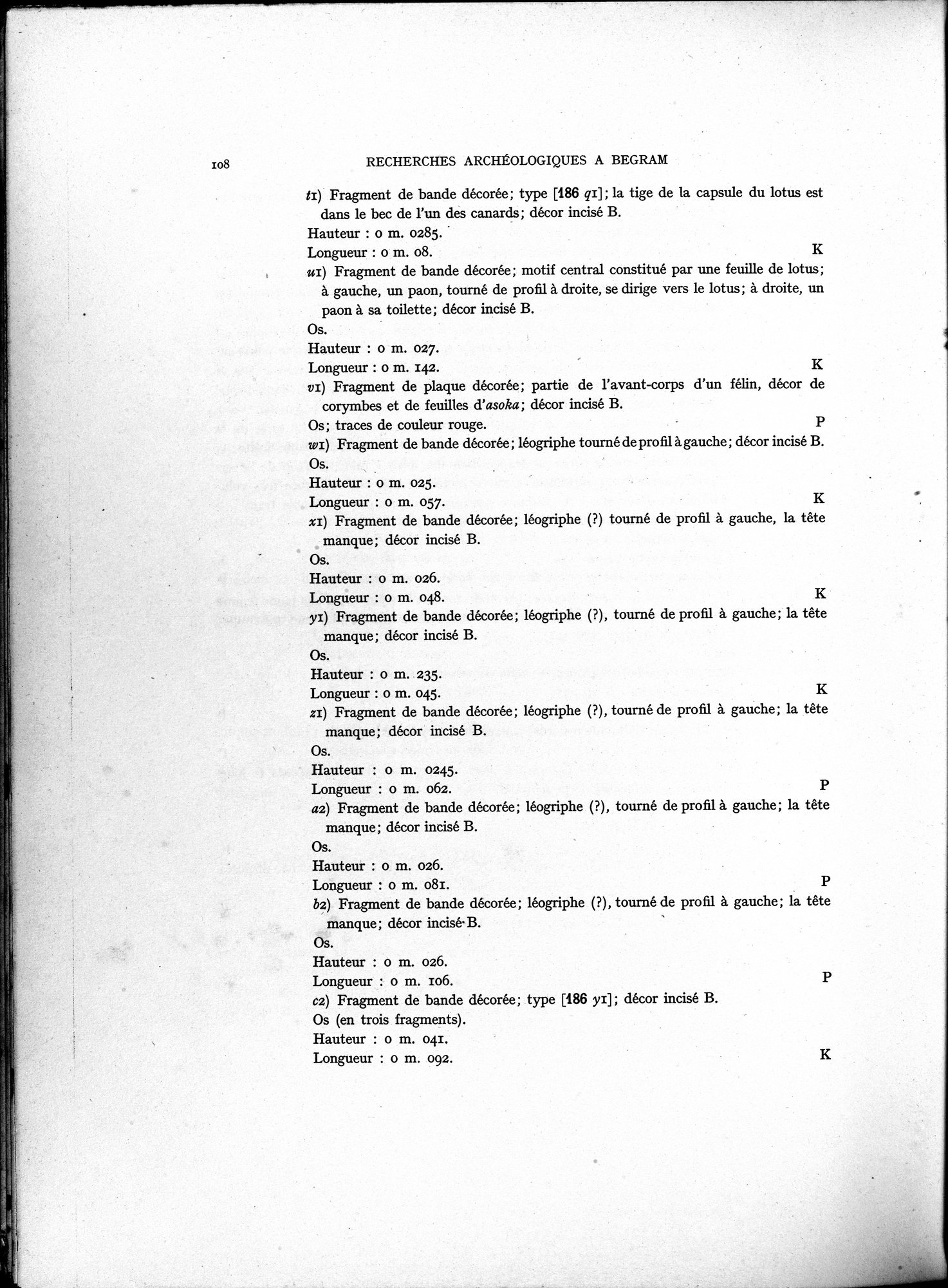 Recherches Archéologiques à Begram : vol.1 / 116 ページ（白黒高解像度画像）