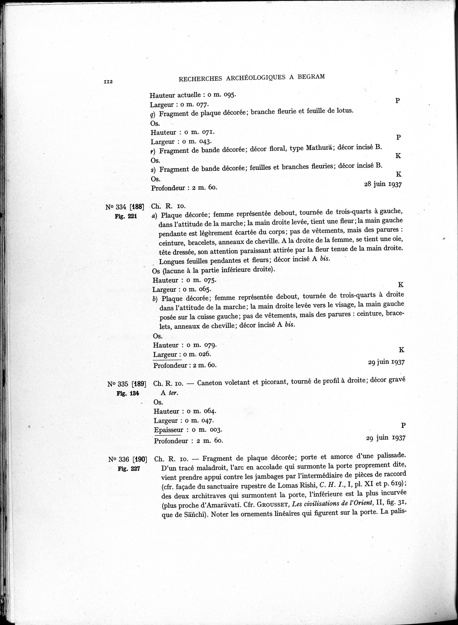 Recherches Archéologiques à Begram : vol.1 / 120 ページ（白黒高解像度画像）