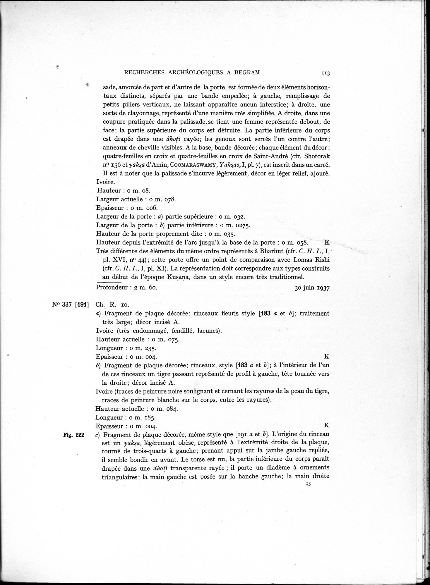 Recherches Archéologiques à Begram : vol.1 / 121 ページ（白黒高解像度画像）