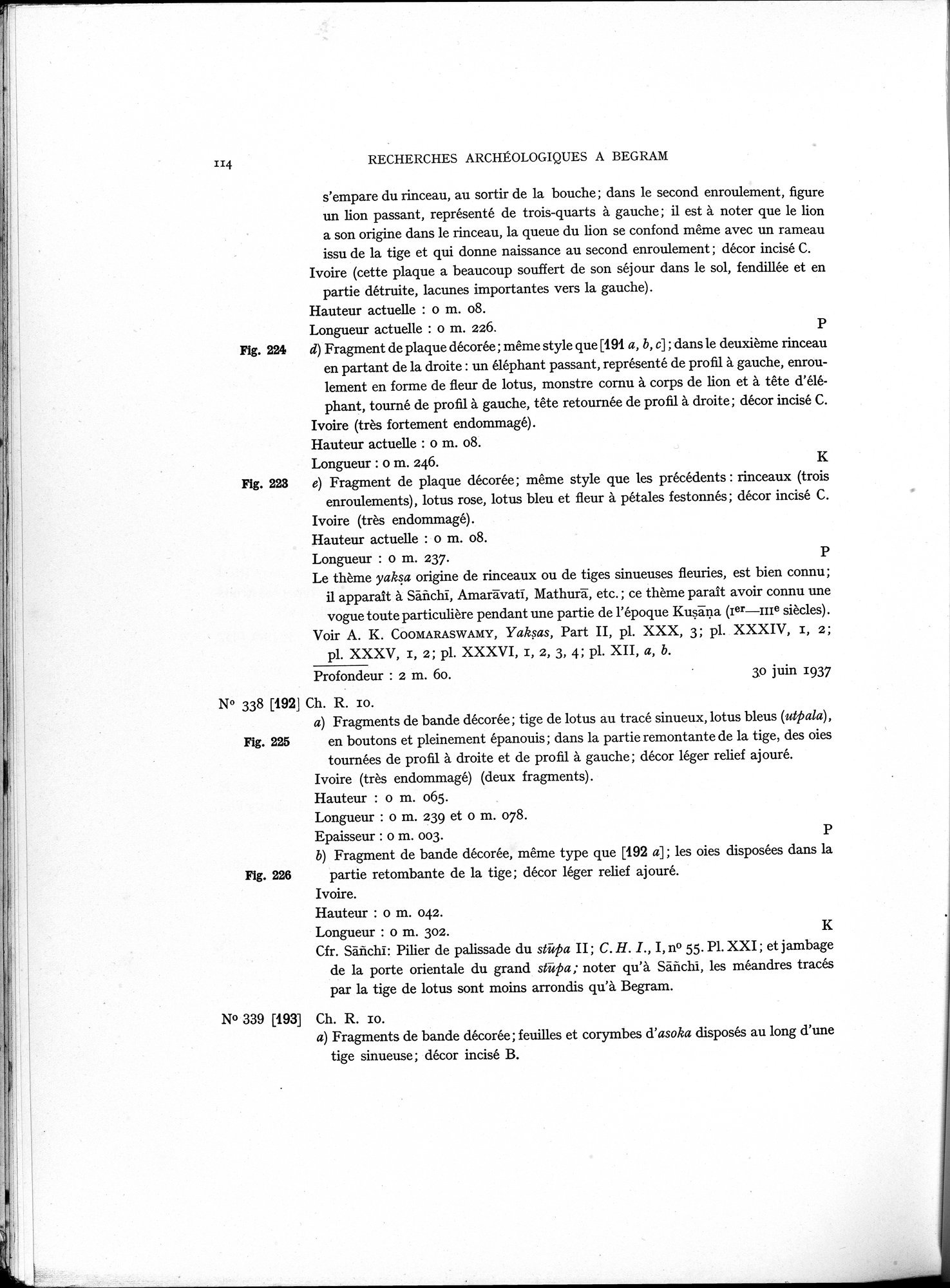 Recherches Archéologiques à Begram : vol.1 / 122 ページ（白黒高解像度画像）