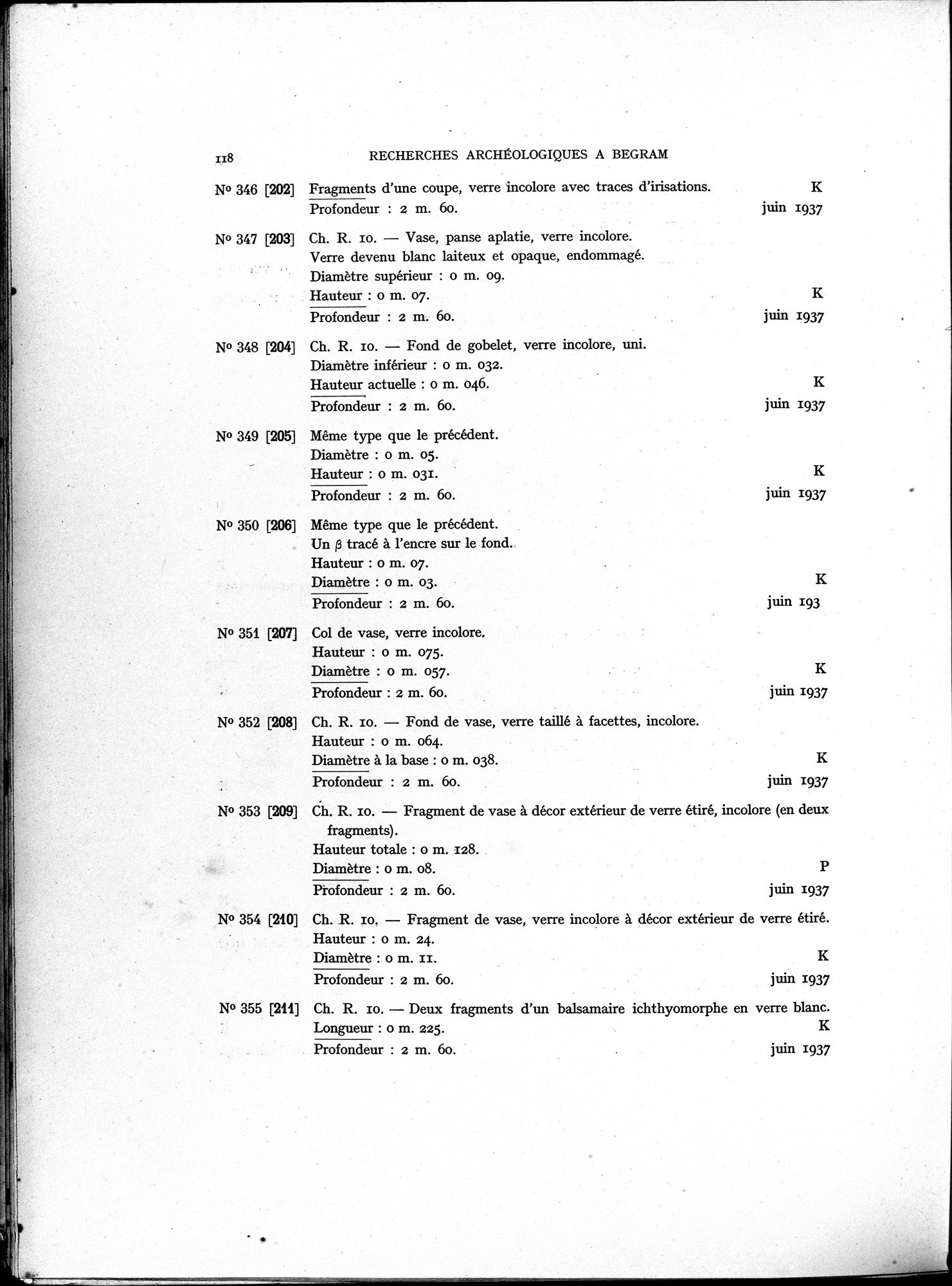 Recherches Archéologiques à Begram : vol.1 / 126 ページ（白黒高解像度画像）