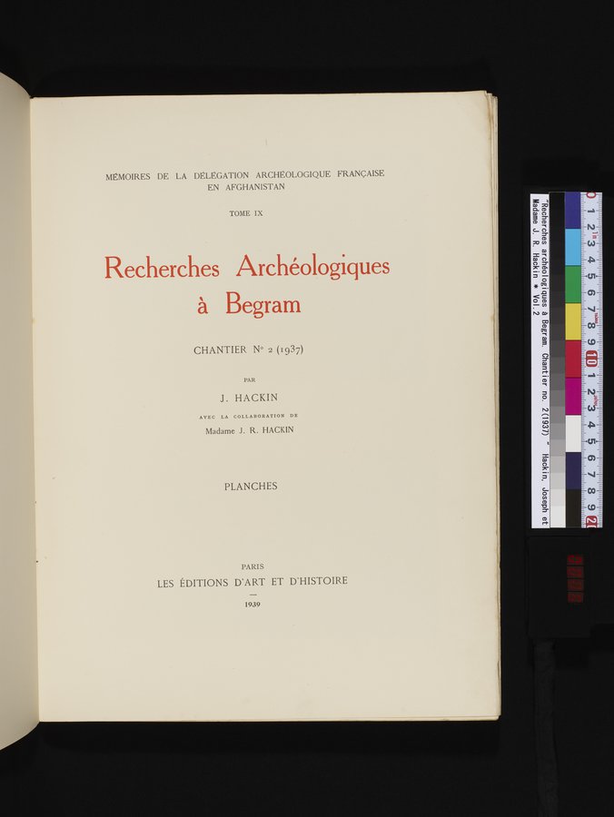 Recherches Archéologiques à Begram : vol.2 / 5 ページ（カラー画像）