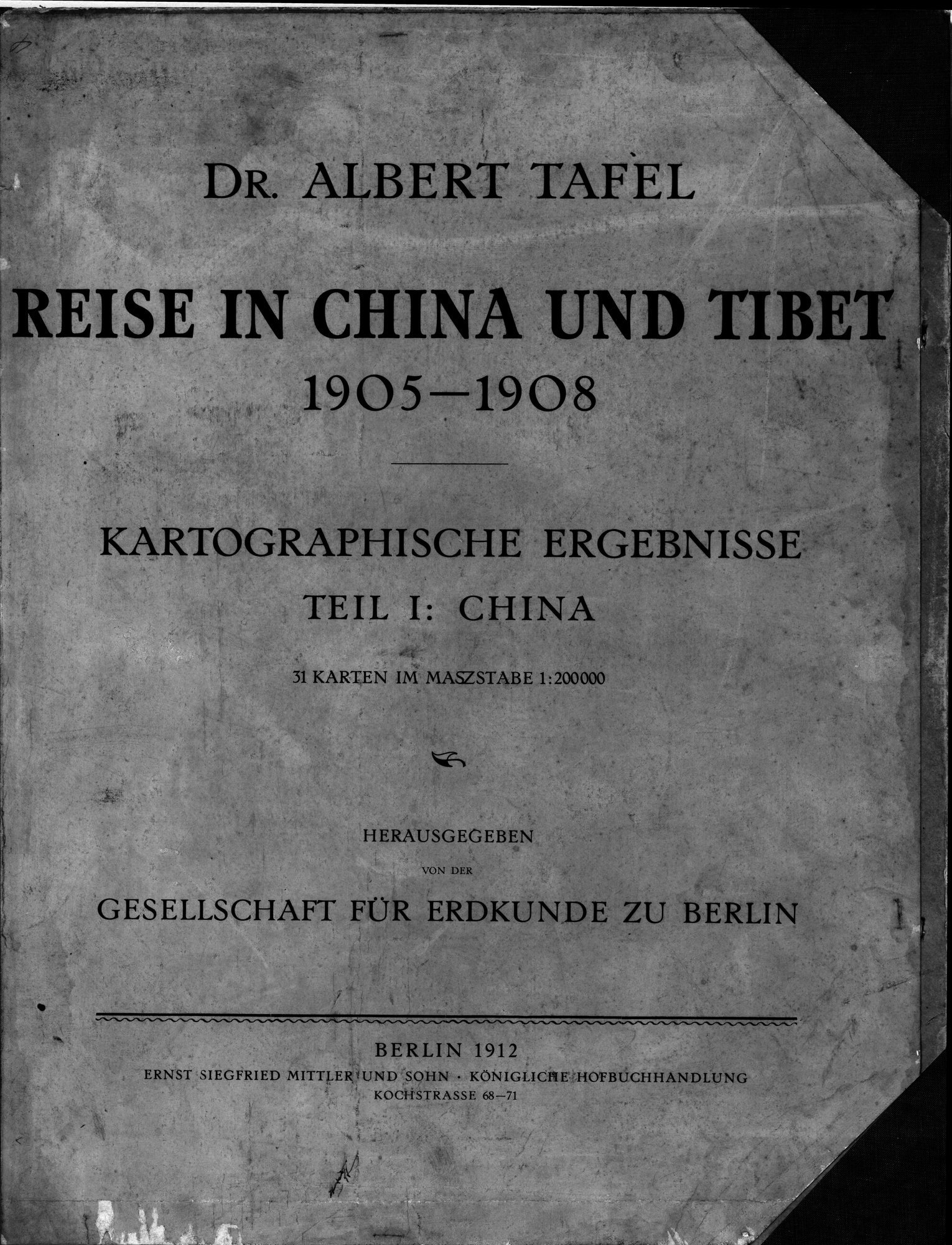 Reise in China und Tibet, 1905-1908 : vol.1 / Page 1 (Grayscale High Resolution Image)