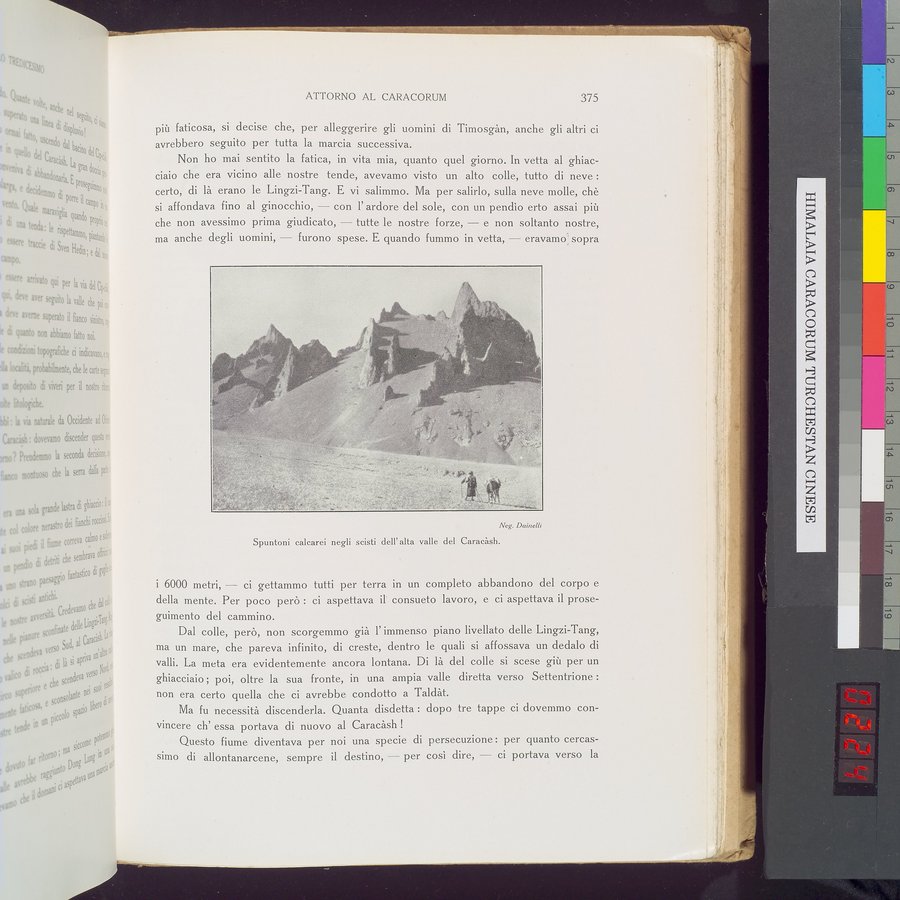 Storia della Spedizione Scientifica Italiana nel Himàlaia, Caracorùm e Turchestàn Cinese(1913-1914) : vol.1 / 447 ページ（カラー画像）