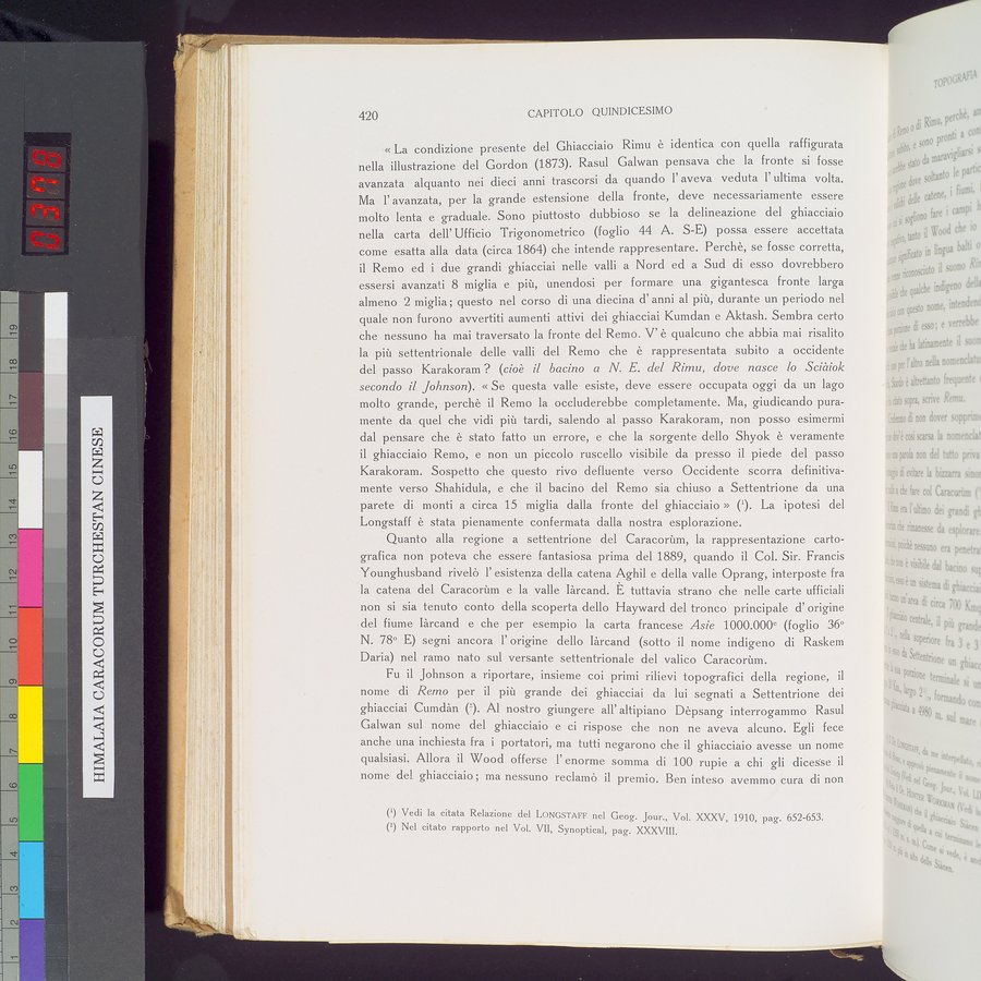 Storia della Spedizione Scientifica Italiana nel Himàlaia, Caracorùm e Turchestàn Cinese(1913-1914) : vol.1 / Page 500 (Color Image)