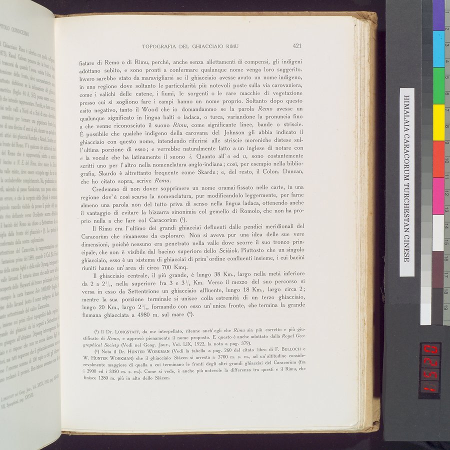 Storia della Spedizione Scientifica Italiana nel Himàlaia, Caracorùm e Turchestàn Cinese(1913-1914) : vol.1 / 501 ページ（カラー画像）