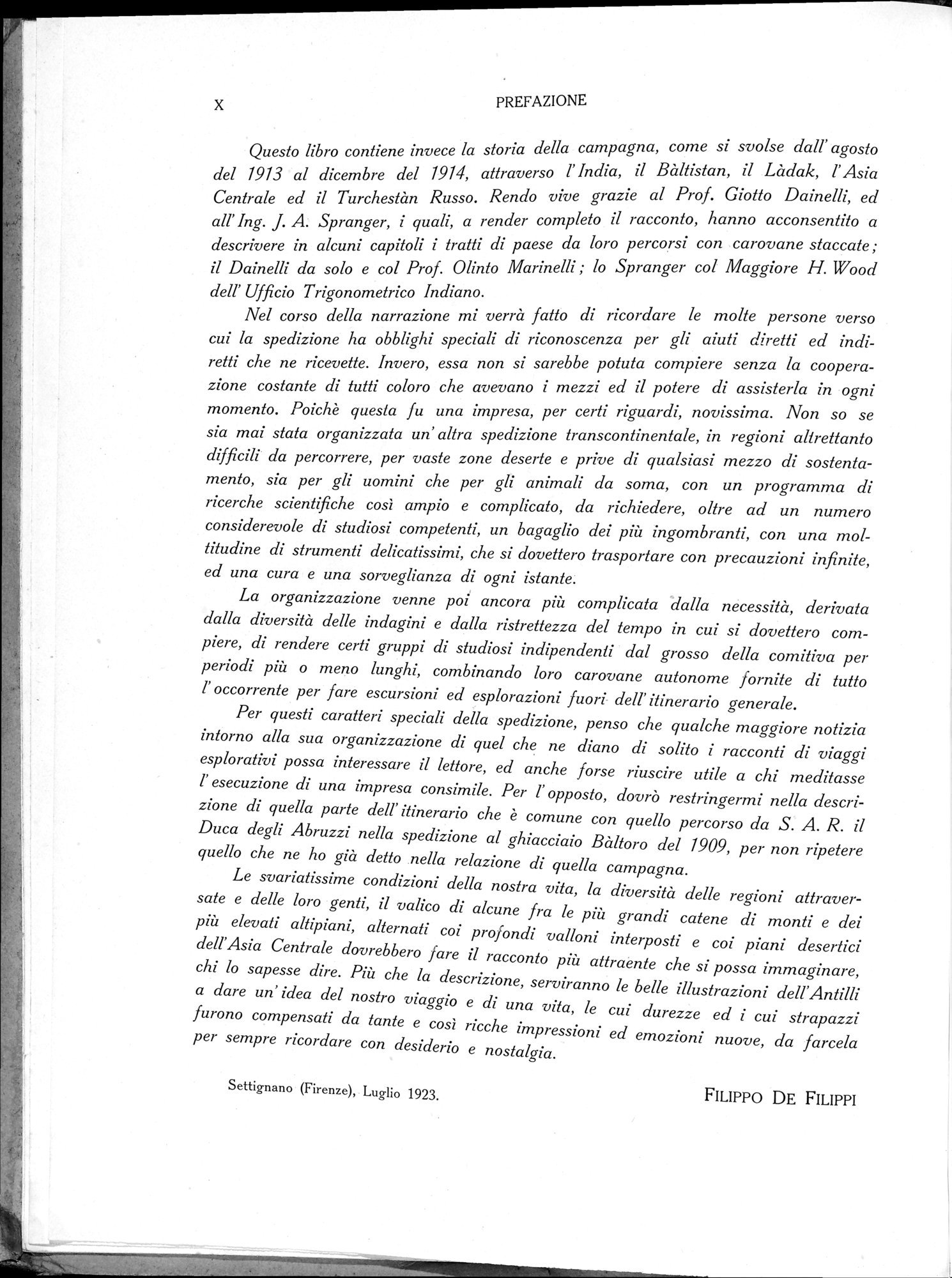 Storia della Spedizione Scientifica Italiana nel Himàlaia, Caracorùm e Turchestàn Cinese(1913-1914) : vol.1 / Page 16 (Grayscale High Resolution Image)