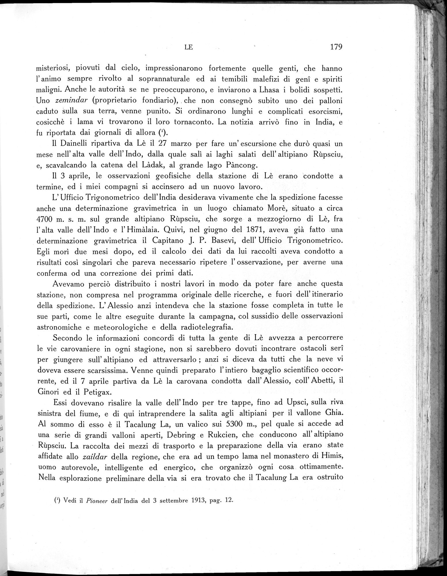 Storia della Spedizione Scientifica Italiana nel Himàlaia, Caracorùm e Turchestàn Cinese(1913-1914) : vol.1 / 221 ページ（白黒高解像度画像）