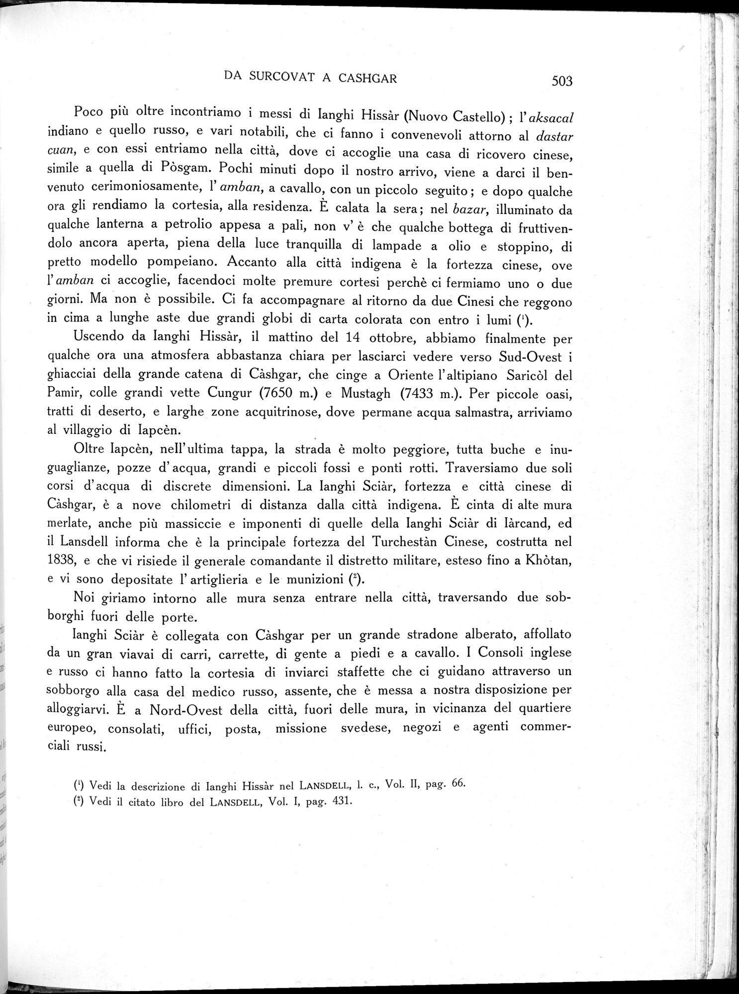 Storia della Spedizione Scientifica Italiana nel Himàlaia, Caracorùm e Turchestàn Cinese(1913-1914) : vol.1 / 591 ページ（白黒高解像度画像）