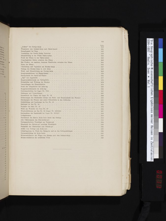 Die Geographische-Wissenschaftlichen Ergebnisse meiner Reisen in Zentralasien, 1894-1897 : vol.1 / 11 ページ（カラー画像）