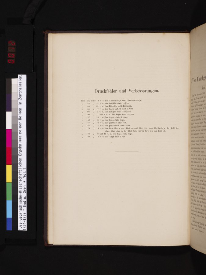 Die Geographische-Wissenschaftlichen Ergebnisse meiner Reisen in Zentralasien, 1894-1897 : vol.1 / 12 ページ（カラー画像）
