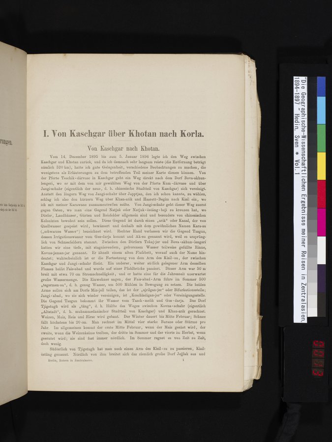 Die Geographische-Wissenschaftlichen Ergebnisse meiner Reisen in Zentralasien, 1894-1897 : vol.1 / Page 13 (Color Image)