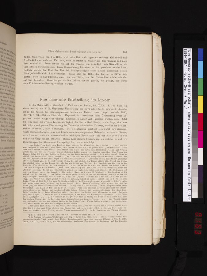 Die Geographische-Wissenschaftlichen Ergebnisse meiner Reisen in Zentralasien, 1894-1897 : vol.1 / Page 163 (Color Image)
