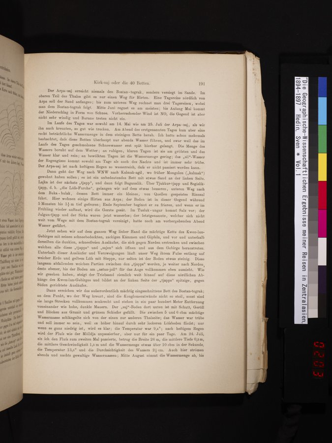 Die Geographische-Wissenschaftlichen Ergebnisse meiner Reisen in Zentralasien, 1894-1897 : vol.1 / 203 ページ（カラー画像）