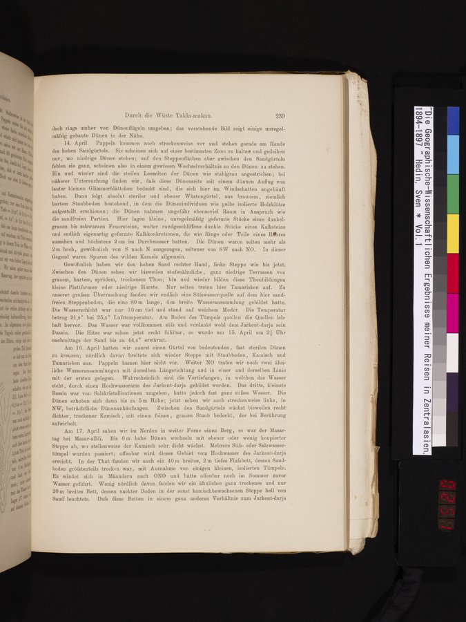 Die Geographische-Wissenschaftlichen Ergebnisse meiner Reisen in Zentralasien, 1894-1897 : vol.1 / 251 ページ（カラー画像）