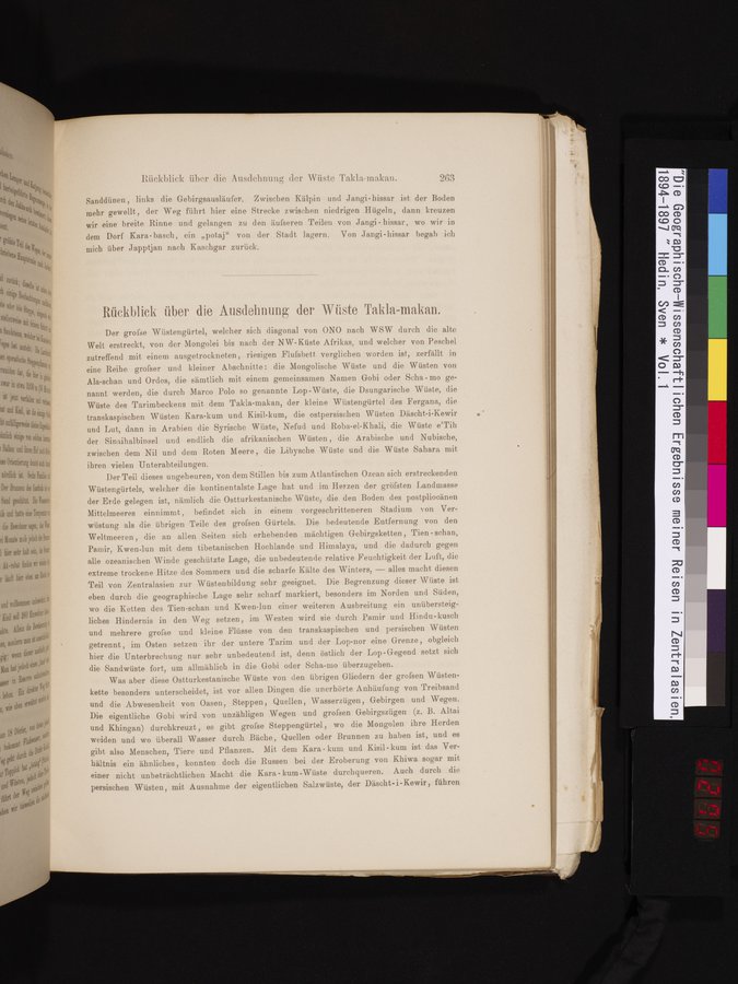 Die Geographische-Wissenschaftlichen Ergebnisse meiner Reisen in Zentralasien, 1894-1897 : vol.1 / Page 275 (Color Image)