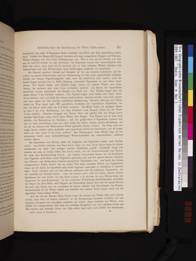 Die Geographische-Wissenschaftlichen Ergebnisse meiner Reisen in Zentralasien, 1894-1897 : vol.1 / 277 ページ（カラー画像）