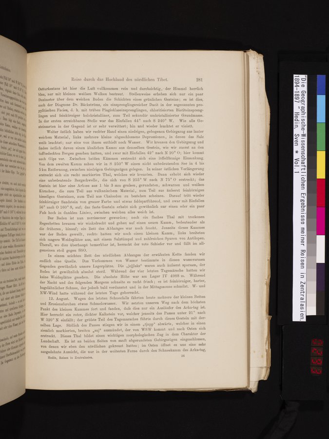 Die Geographische-Wissenschaftlichen Ergebnisse meiner Reisen in Zentralasien, 1894-1897 : vol.1 / 293 ページ（カラー画像）