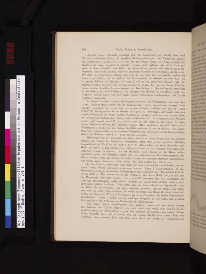 Die Geographische-Wissenschaftlichen Ergebnisse meiner Reisen in Zentralasien, 1894-1897 : vol.1 / 296 ページ（カラー画像）