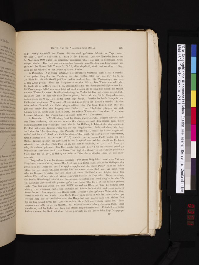 Die Geographische-Wissenschaftlichen Ergebnisse meiner Reisen in Zentralasien, 1894-1897 : vol.1 / 351 ページ（カラー画像）