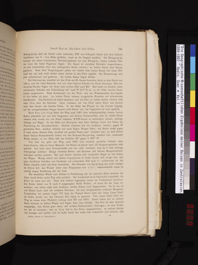 Die Geographische-Wissenschaftlichen Ergebnisse meiner Reisen in Zentralasien, 1894-1897 : vol.1 / 357 ページ（カラー画像）