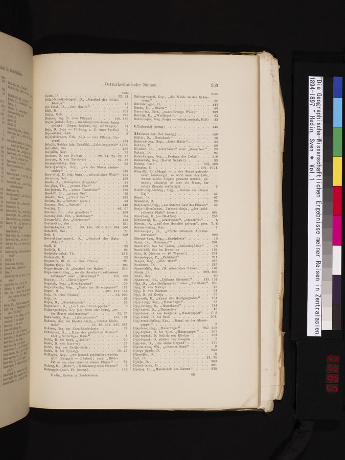 Die Geographische-Wissenschaftlichen Ergebnisse meiner Reisen in Zentralasien, 1894-1897 : vol.1 / 365 ページ（カラー画像）