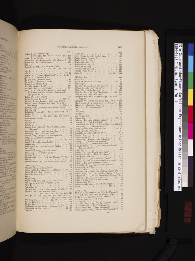 Die Geographische-Wissenschaftlichen Ergebnisse meiner Reisen in Zentralasien, 1894-1897 : vol.1 / Page 375 (Color Image)
