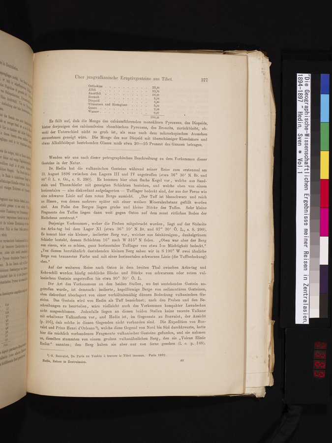 Die Geographische-Wissenschaftlichen Ergebnisse meiner Reisen in Zentralasien, 1894-1897 : vol.1 / 389 ページ（カラー画像）
