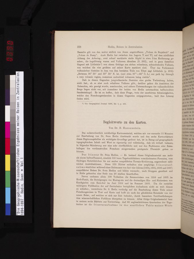 Die Geographische-Wissenschaftlichen Ergebnisse meiner Reisen in Zentralasien, 1894-1897 : vol.1 / 390 ページ（カラー画像）