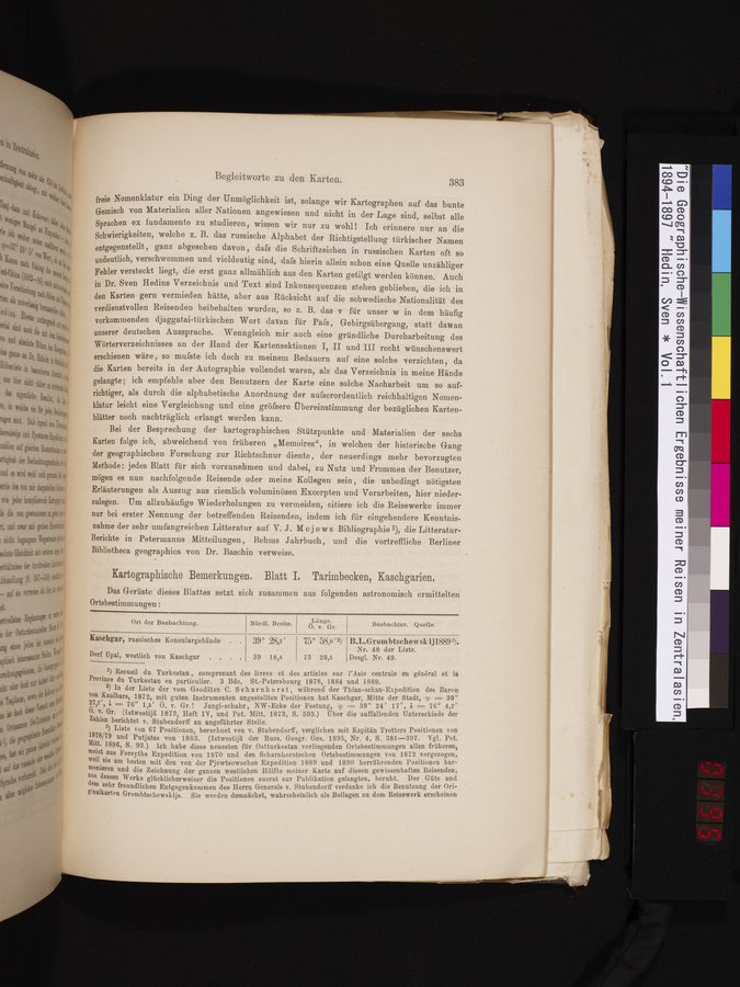 Die Geographische-Wissenschaftlichen Ergebnisse meiner Reisen in Zentralasien, 1894-1897 : vol.1 / Page 395 (Color Image)
